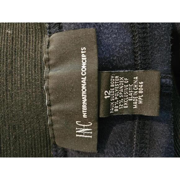 INC International Concepts Size 12 Navy blue faux suede skinny pants - Picture 3 of 4